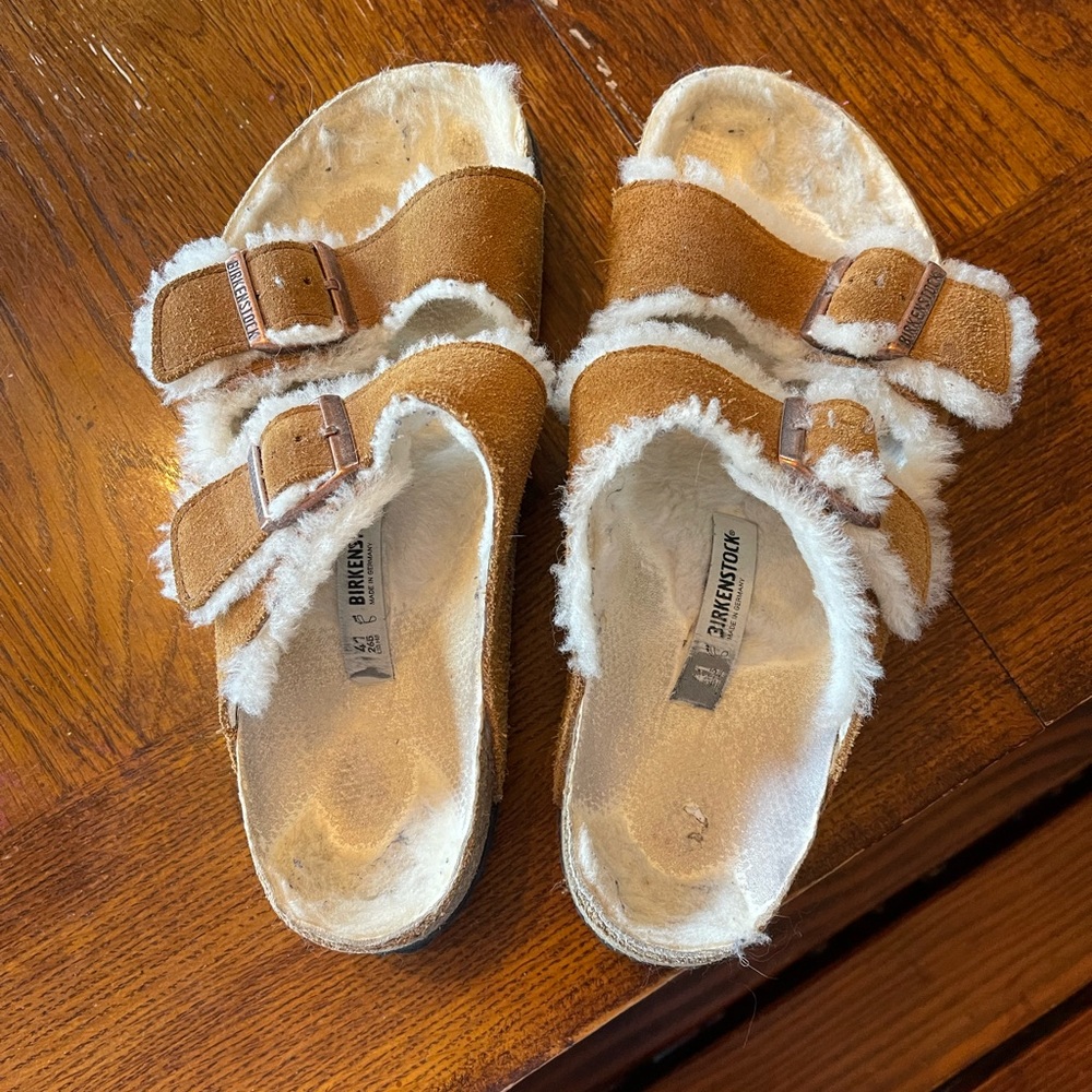 Birkenstock Tan Shearling Sandals